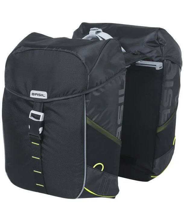 Basil Doppel-Fahrradtasche Meilen 34 Liter 13 x 26 x 35 cm (2x) - Schwarzkalk