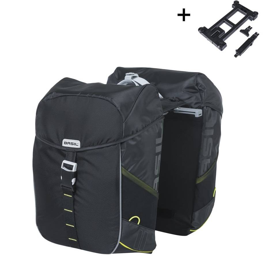 Basil Doppel-Fahrradtasche Meilen 34 Liter 13 x 26 x 35 cm (2x) - Schwarzkalk