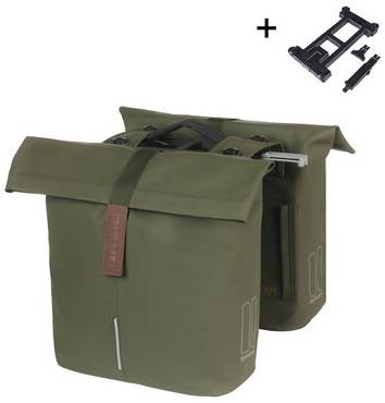 Basil Doppelte Fahrradtasche City Mik 28 - 32 Liter - Moosgrün