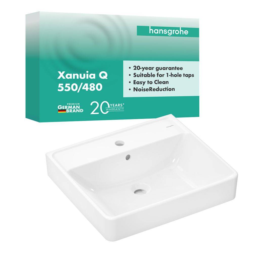 hansgrohe Xanuia Q Waschtisch 550/480 mit Hahnloch und Überlauf, Weiß, 1 Stk.