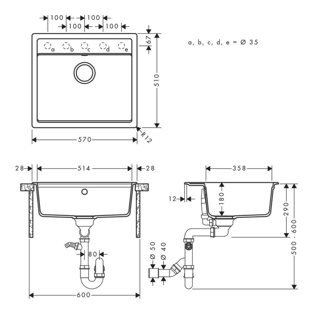 HG Spüle S520-F510 graphitschwarz