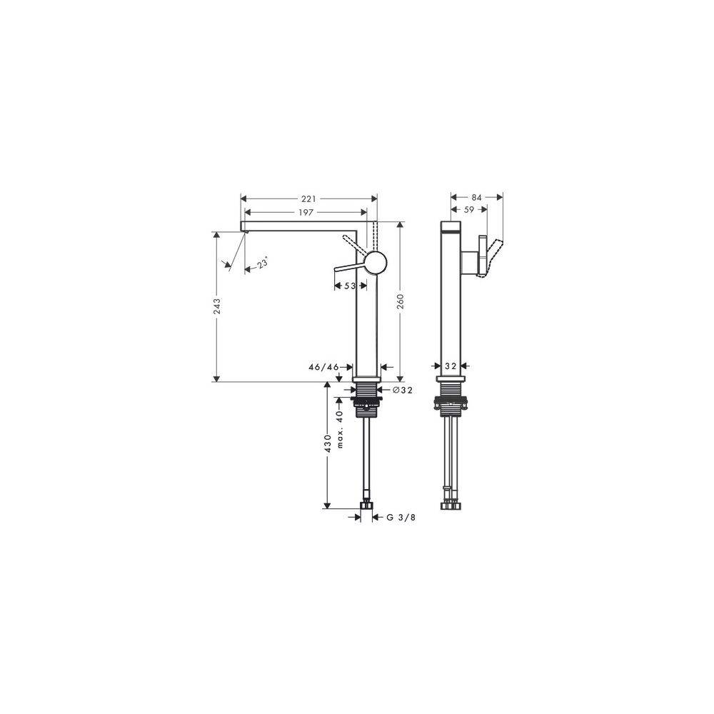 hansgrohe Tecturis E Einhebel-Waschtischmischer 240mm 4l/min Fine CoolStart Chrom EcoSmart plus für Aufsatzwaschtische,
