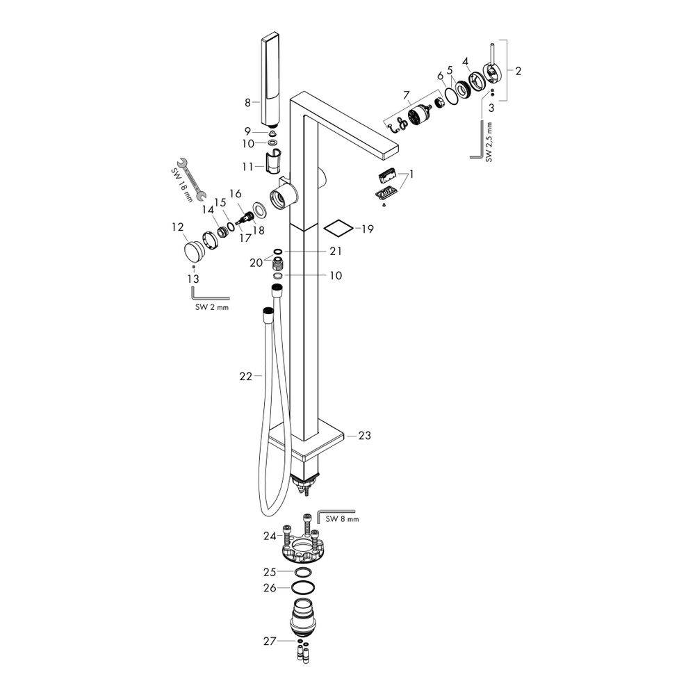 Hansgrohe Tecturis E Einhebel-Wannenmischer bodenstehend, 23,5l/min, Mattschwarz