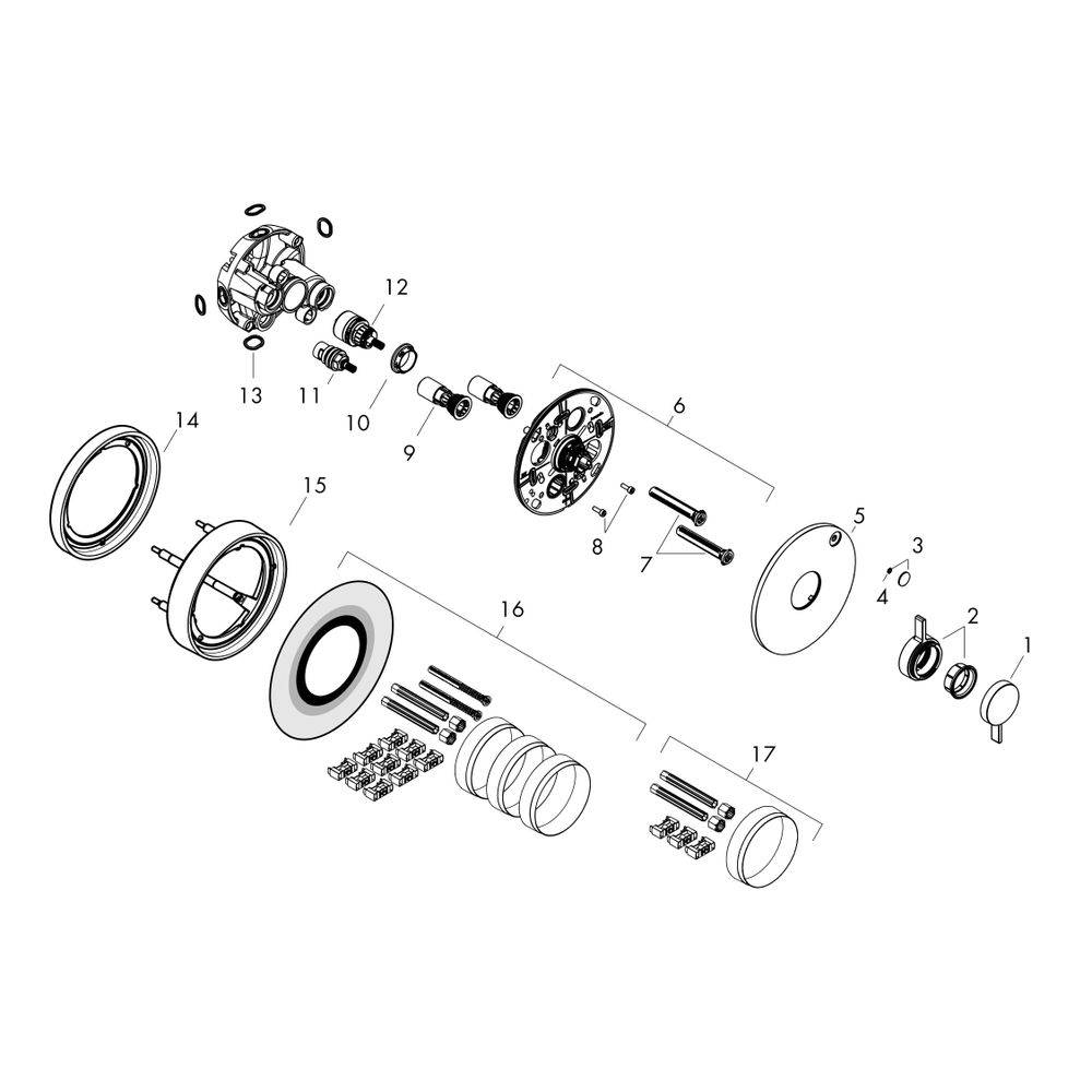 Hansgrohe DuoTurn S Mischer Unterputz, 29,5l/min, für 1 Verbraucher, Chrom