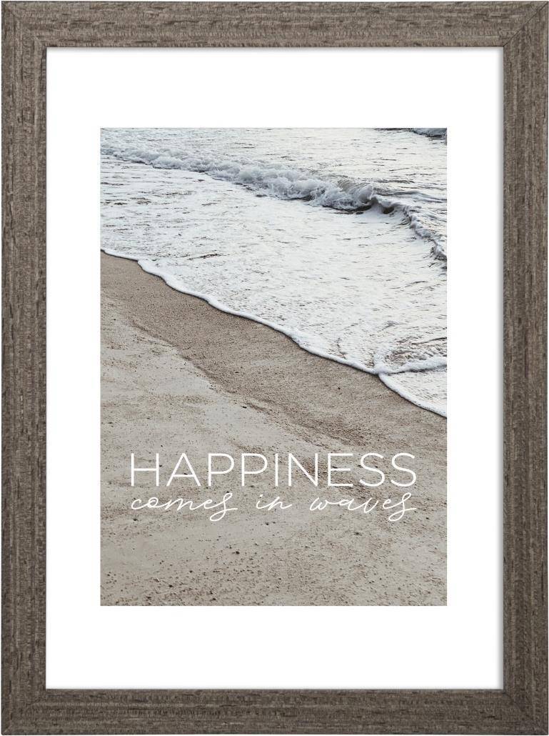 Waves, Glas, MDF-Platten, Graubraun, Einzelbilderrahmen, Wand, 20 x 28 cm, Recht