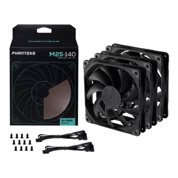 Phanteks PH-F140M25 - Gehäuselüfter - 140 mm - Schwarz (Packung mit 3)
