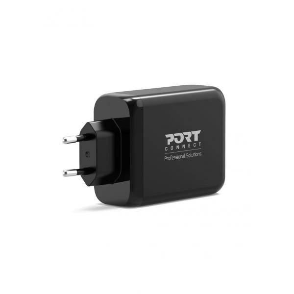 PORT DESIGNS - PORT Connect - Netzteil - GaN-Technologie - 120 Watt - 5 A - QC 3.0, PD - 4 Ausgabeanschlussstellen (3 x