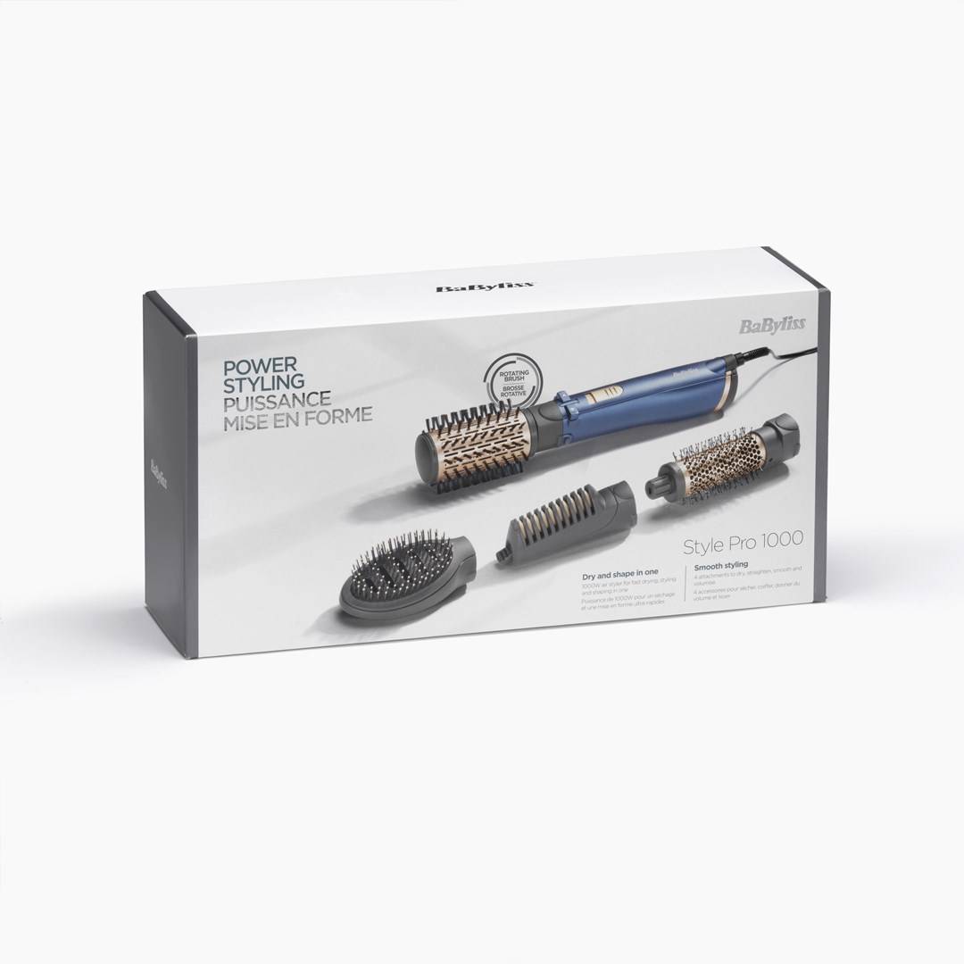 BaByliss AS965E, Heißluftbürste, Warm, Scrollleiste, Alle Haare, Lang, Medium, trockenes Haar