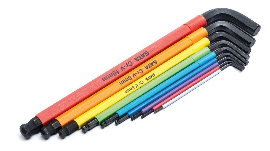 SATA Kugelkopf-Innensechskant-Winkelstiftschlüsselsatz, farbcodiert, 9-tlg.