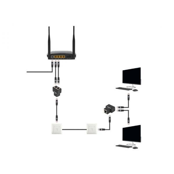 LANBERG Netzwerk-Splitter RJ45->2xRJ45 (geschirmt) CAT.6 sw Multimedia-Technik Netzwerkzubehör