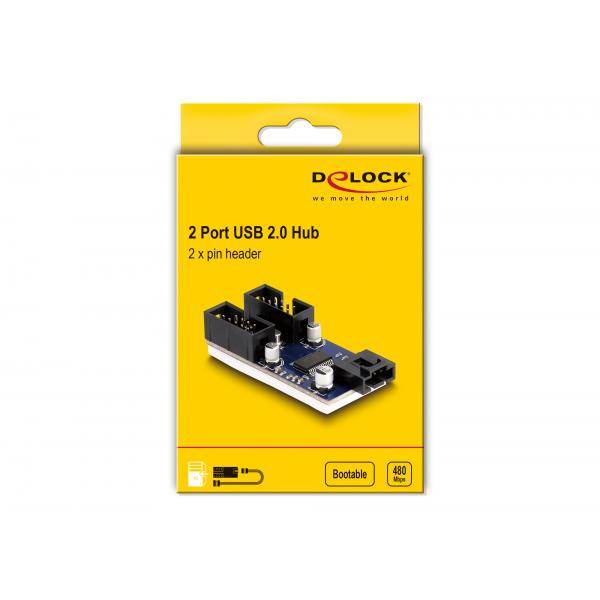 DELOCK USB 2.0 Pfostenstecker Hub 2 Port