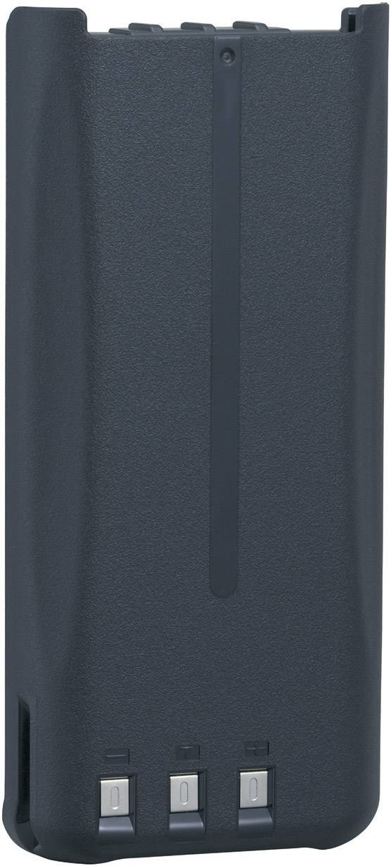 Ein schwarzer, rechteckiger Batteriepack mit drei metallischen Kontakten am unteren Rand, geeignet für elektronische Geräte.