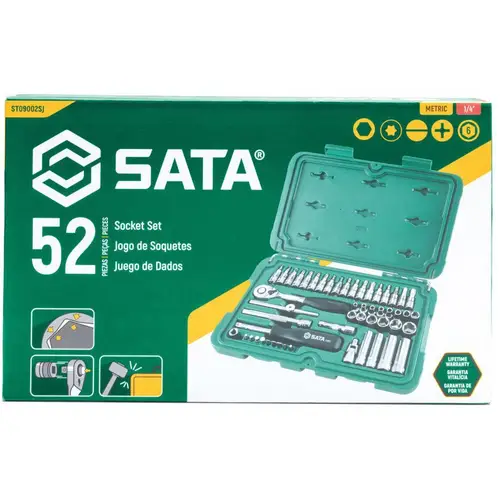 SATA 1/4" Steckschlüssel Satz 6-Kant, 52-tlg. SATA 1/4" Steckschlüssel Satz 6-Kant, 52-tlg.