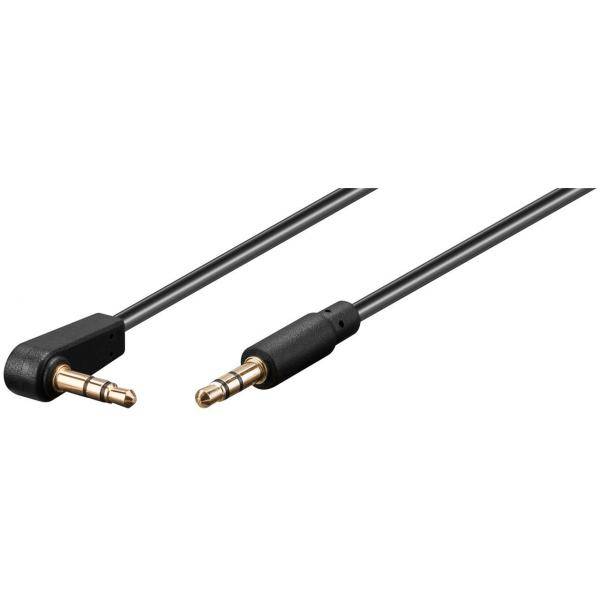 Klinken Audiokabel Stereo 1x 3,5mm Klinkenstecker  1x 3,5mm Klinkenstecker 90° gewinkelt schwarz - Länge: 1,00 m