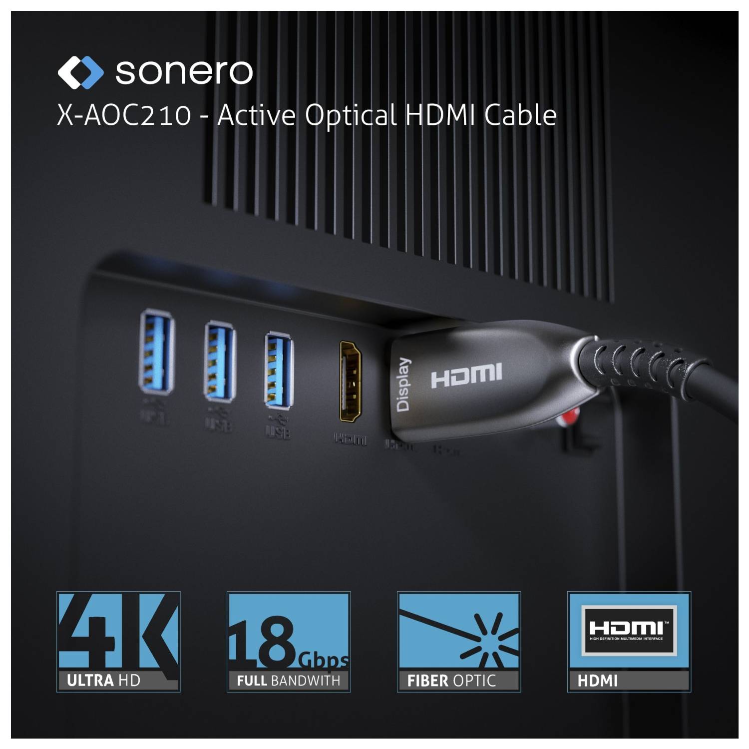 Sonero Hohe Geschwindigkeit - HDMI-Kabel mit Ethernet - HDMI männlich zu HDMI männlich - 10 m -