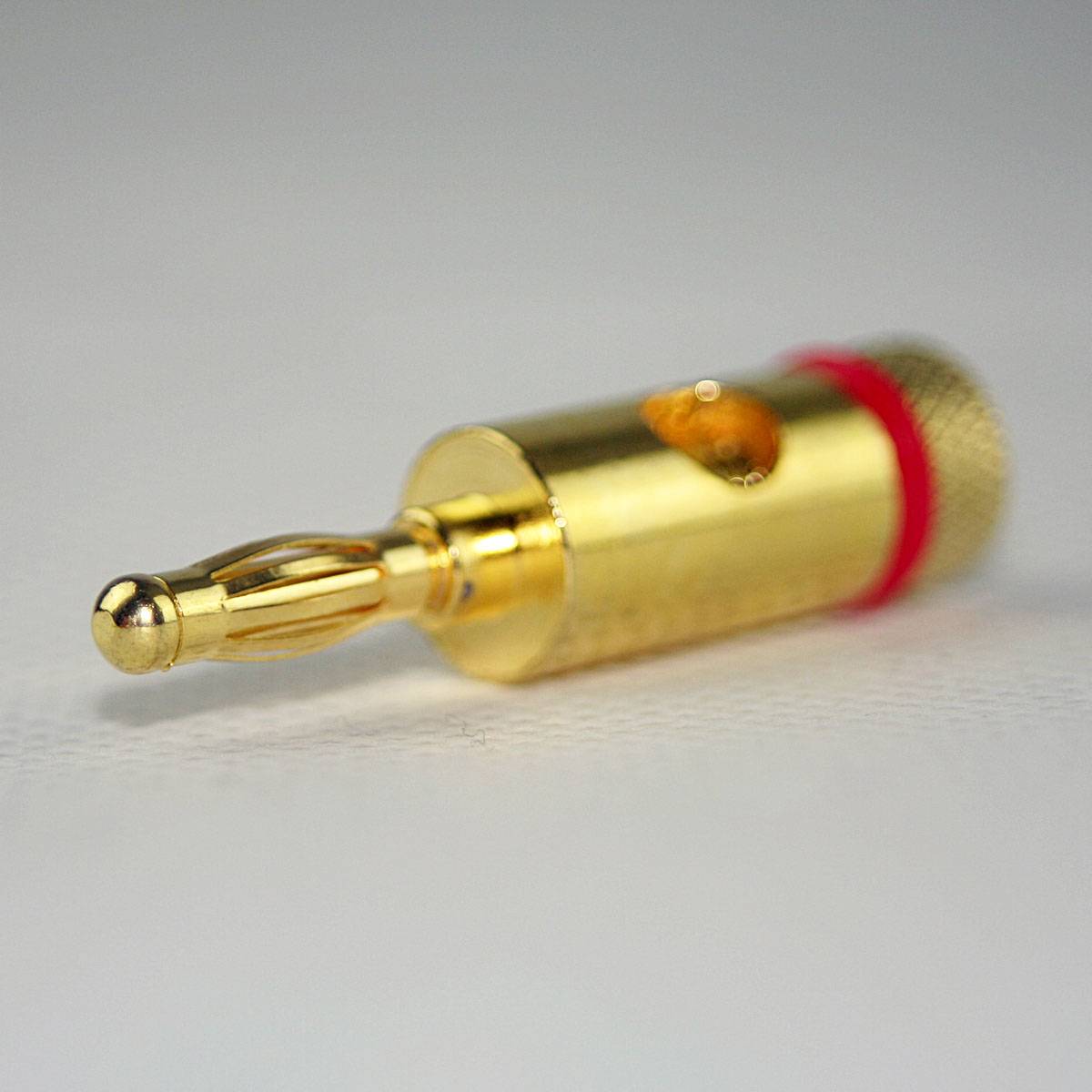 Goobay - Bananenstecker vergoldet, Farbring rot