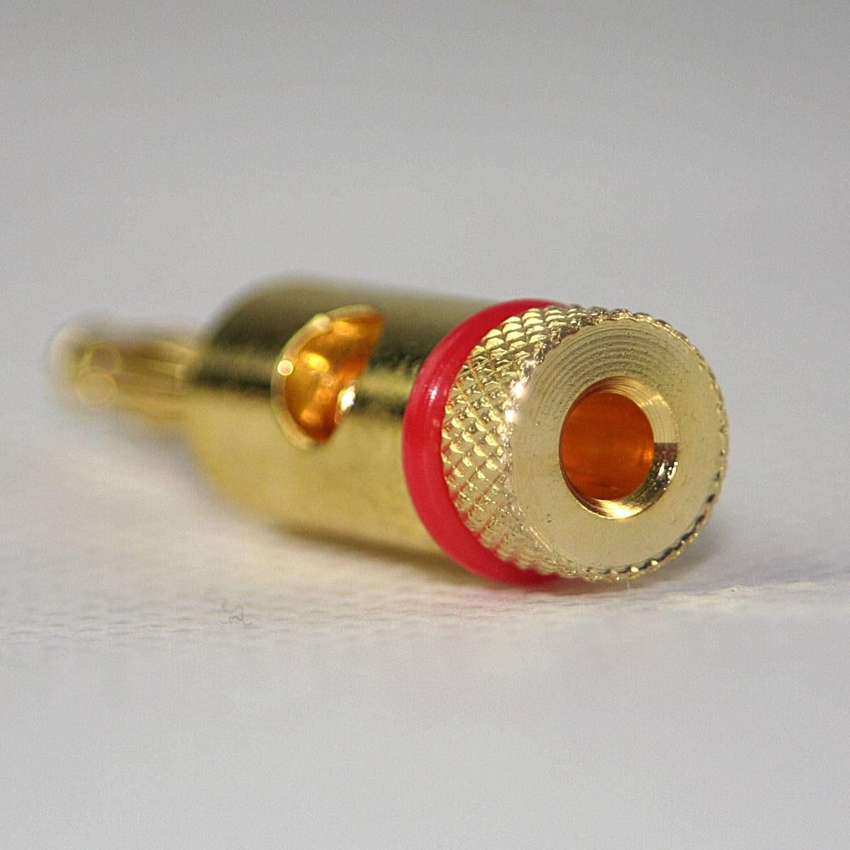 Goobay - Bananenstecker vergoldet, Farbring rot