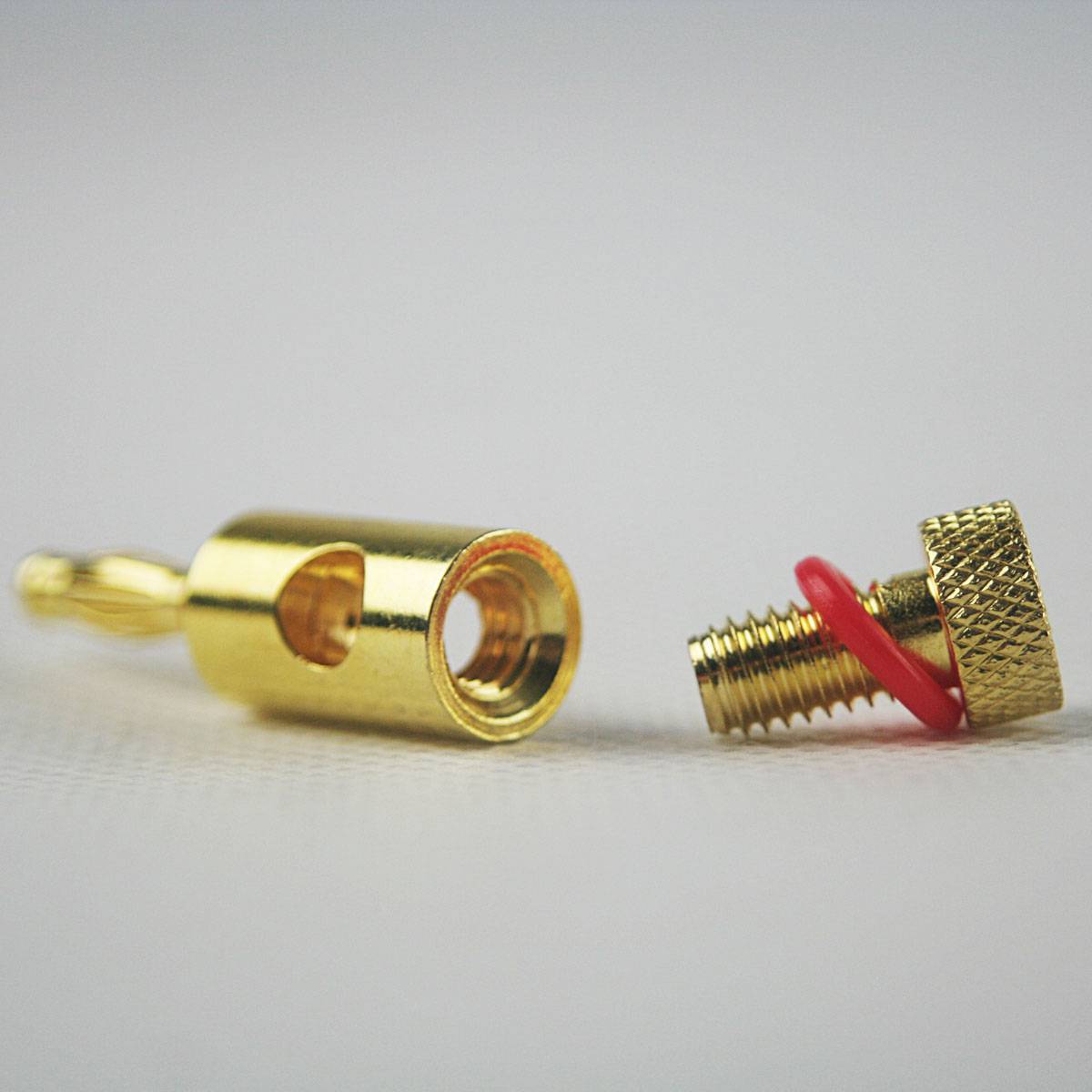 Goobay - Bananenstecker vergoldet, Farbring rot