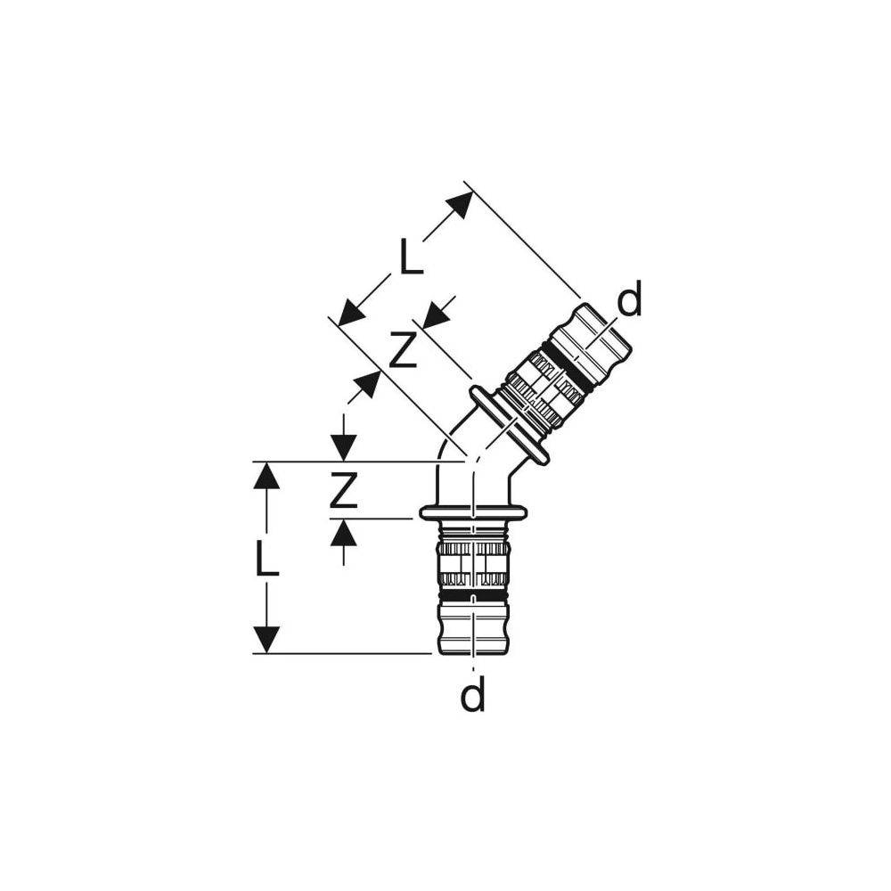GEBERIT Mepla Winkel PVDF 45Gr d40