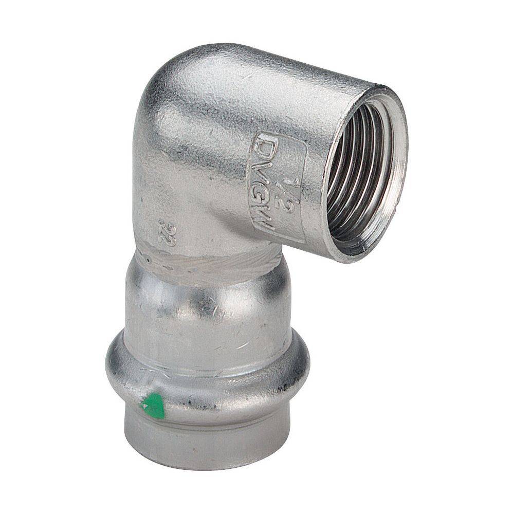 Viega Sanpress Inox-Übergangswinkel 90° mit SC-Contur Stahl nichtrostend, Modell 2314.2 VdS-Zulassung d: 22 Rp: ½, 1