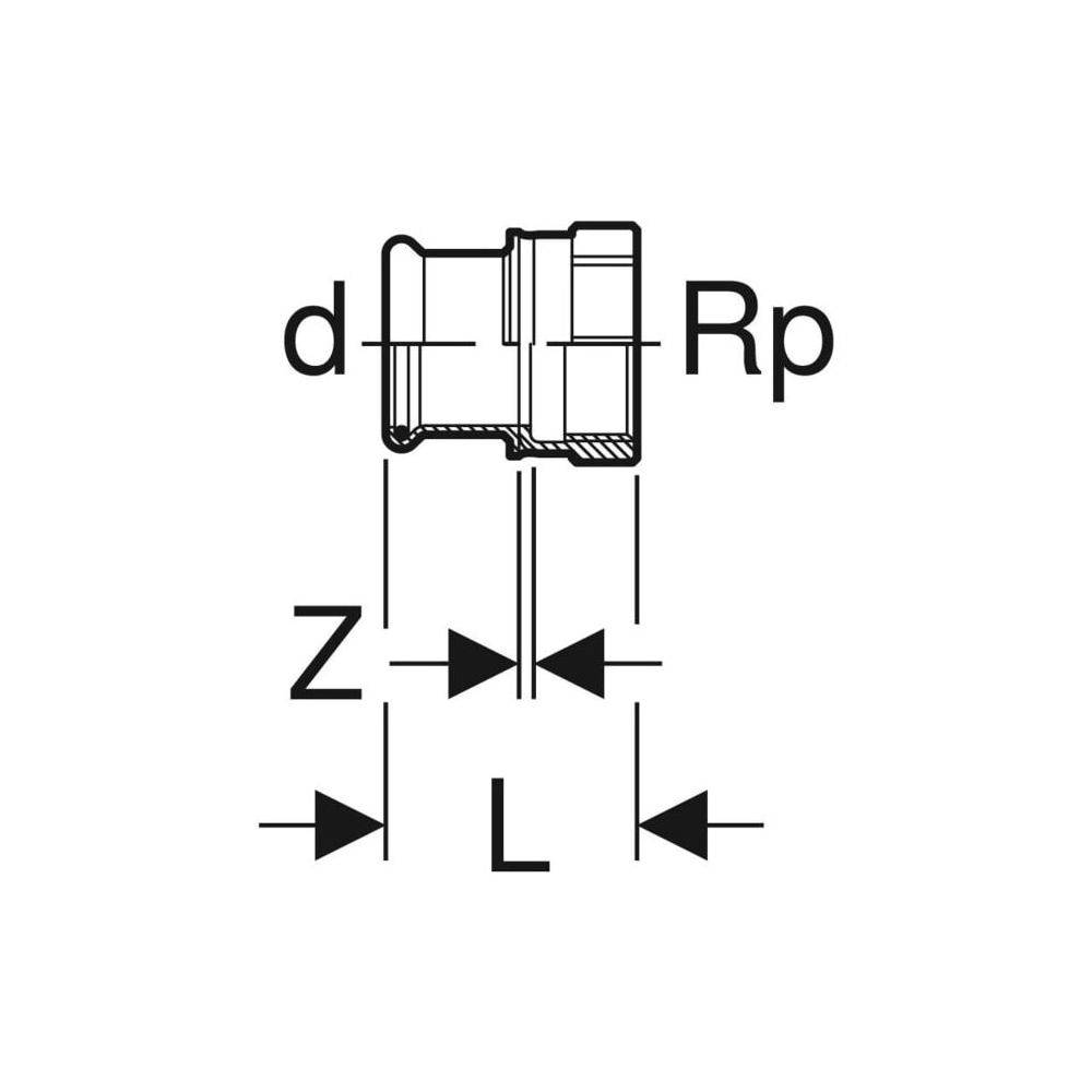 Geberit GE Mapress, Uebergang, Edelstahl, d22mm, Rp1, 1 Stk.