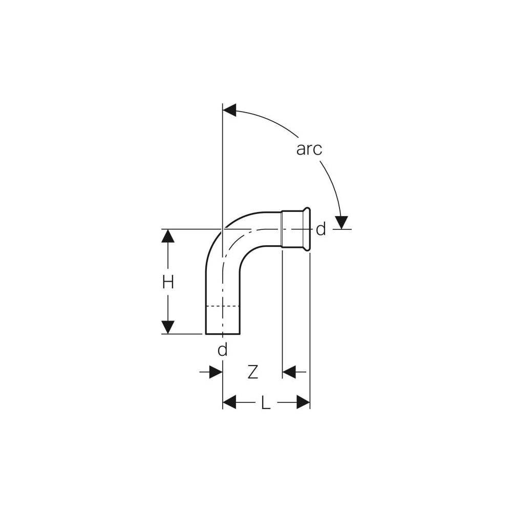 GEBERIT Mapress Edelstahl Bogen 90Gr d54 mit Einschubende