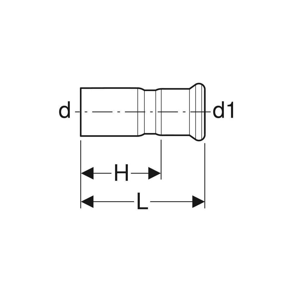 Geberit Reduzierstück, Mapress Kupfer, Ø15x12mm, mit Einschubende, Kupfer, 1 Stk.