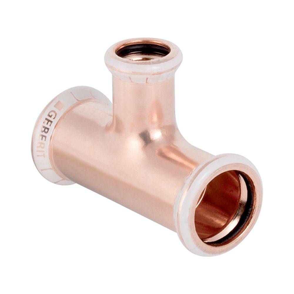 Geberit T-Stück reduziert Mapress Kupfer, 42x28x42mm, Pressmuffen, 90°, CIIR-Dichtung, 1 Stk.