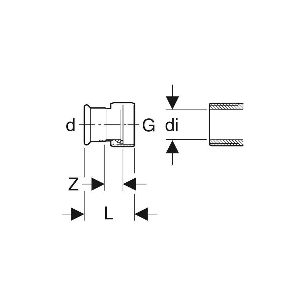 Geberit GE Mapress, Edelstahl, Uebergang mit UeWM aus Messing, d35mm x G1 1/2, 1 Stk.