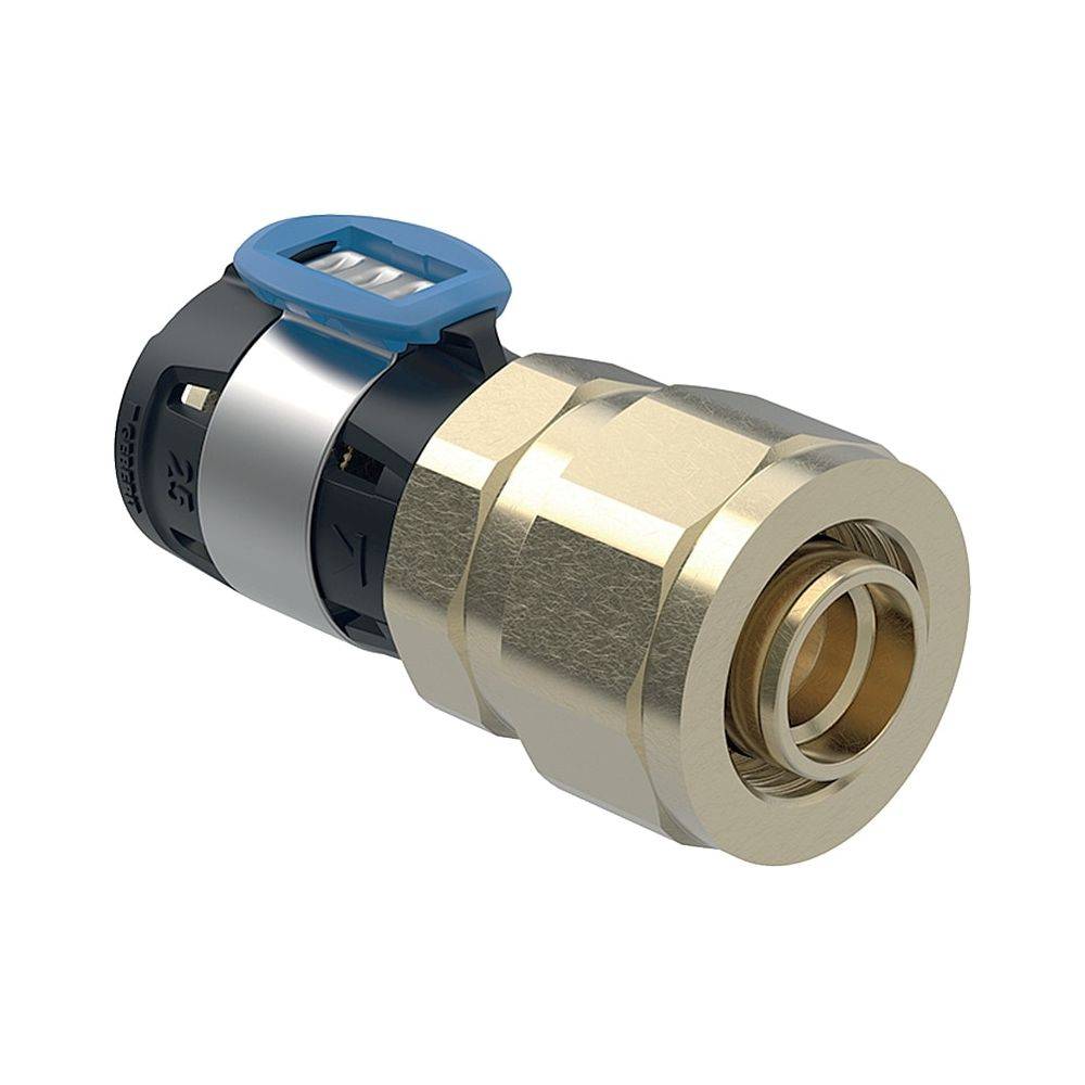 Geberit FlowFit Übergang mit Verschraubung auf PEX-Rohre bleifreie Siliziumbronze, D 25mm, D1 PN 6 bar