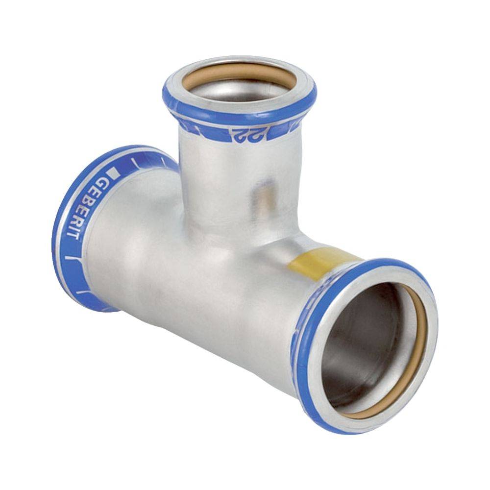 Geberit Gas-T-Stück Mapress, reduziert, Ø42x22x42mm, Pressfitting, Edelstahl, 1 Stk.