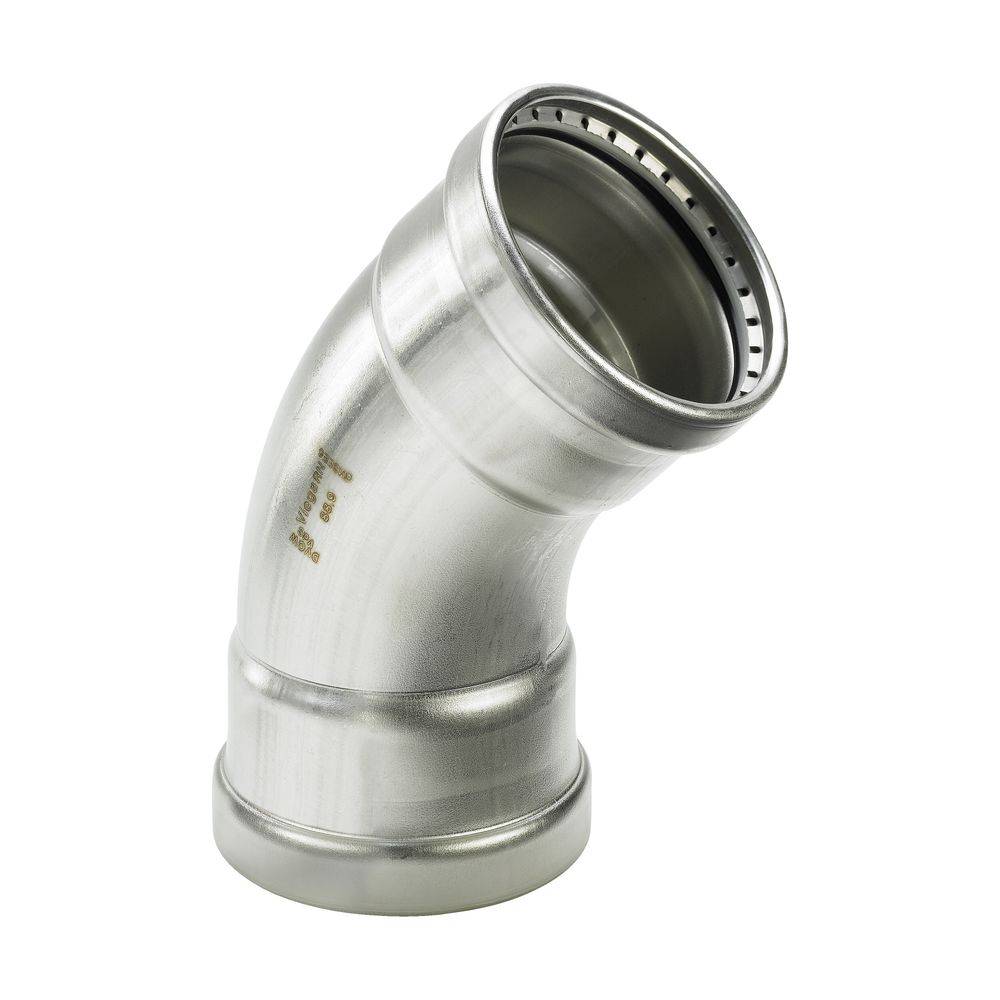 Viega Sanpress Inox XL-Bogen 45° mit SC-Contur Stahl nichtrostend, Modell 2326XL VdS-Zulassung d: 88,9, 1 Stk.