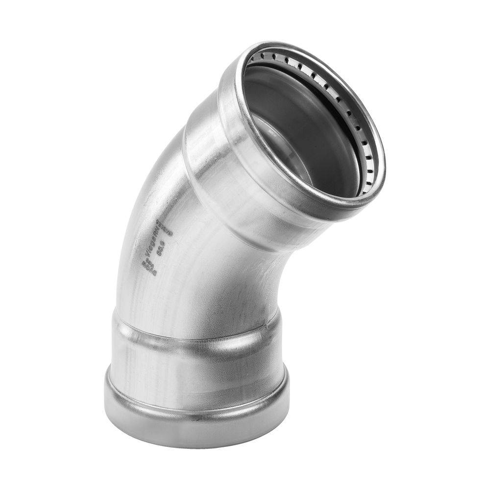Viega Sanpress Inox XL-Bogen 45° mit SC-Contur Stahl nichtrostend, Modell 2326XL VdS-Zulassung d: 88,9, 1 Stk.