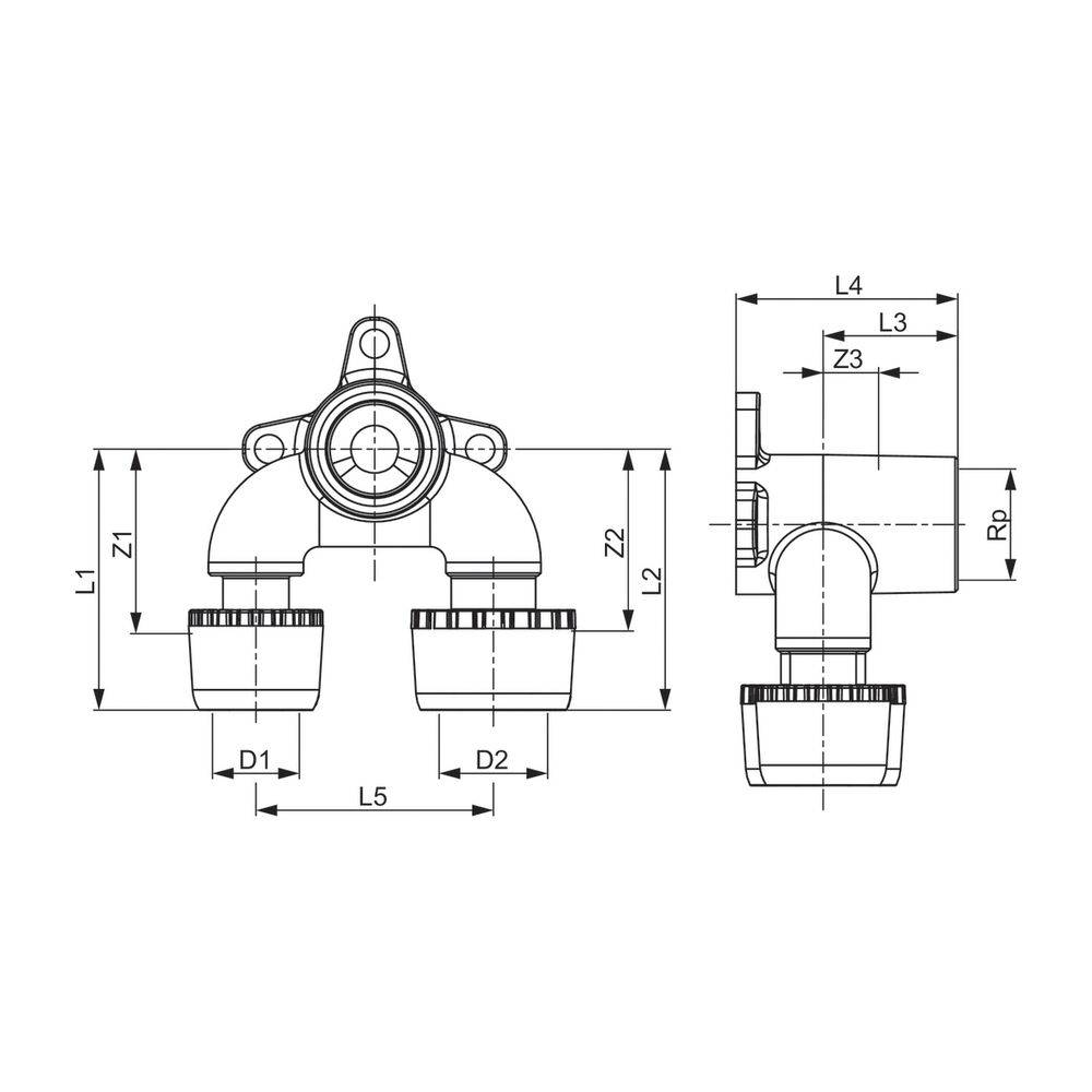 TECE TECElogo-Ax U-Doppelwandscheibe red Dim. 16 x Rp 1/2" x 20, Siliziumbronze