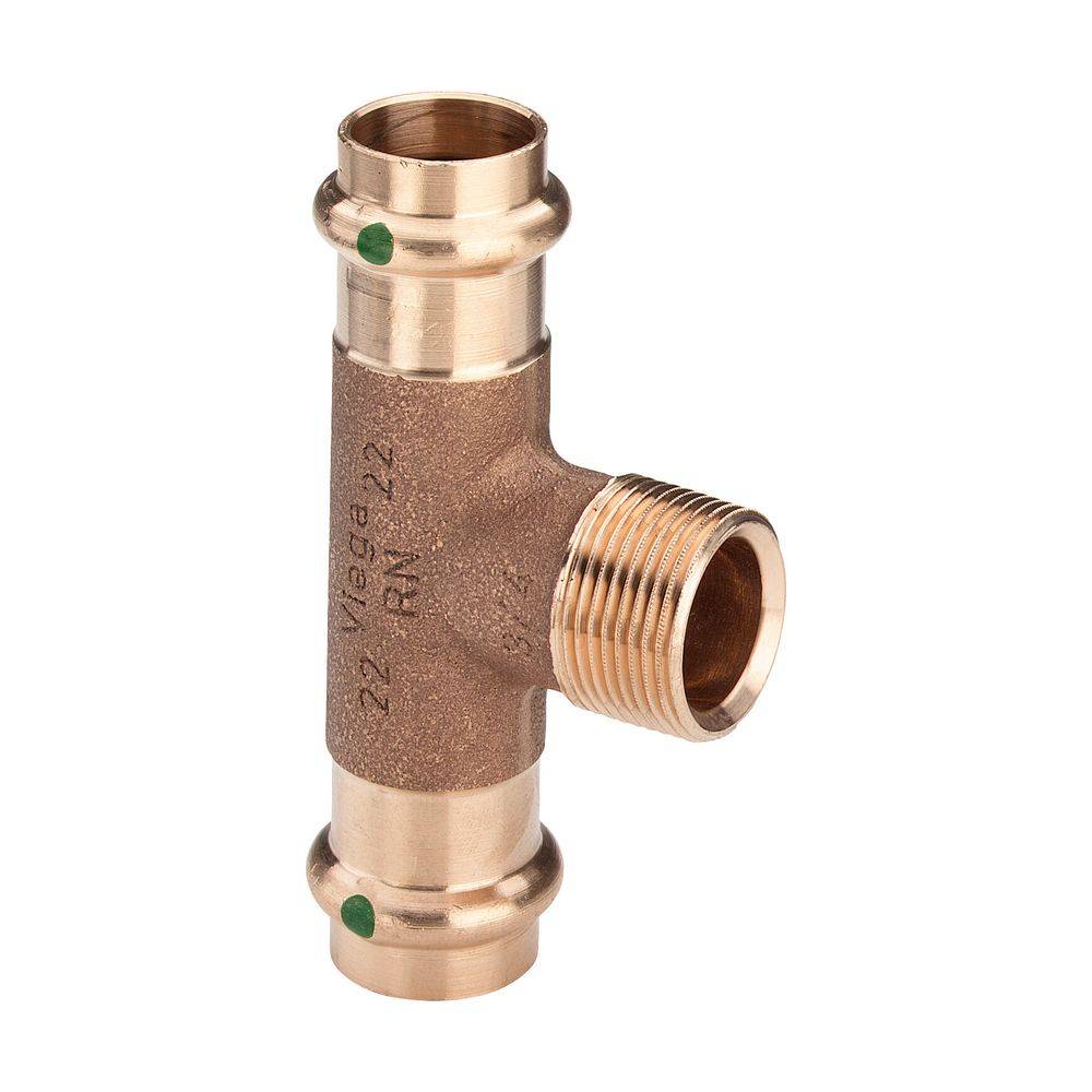 Viega T-Stück Sanpress 2217.1 28xR 3/4x28mm, RG o Siliziumbr., SC-Con.