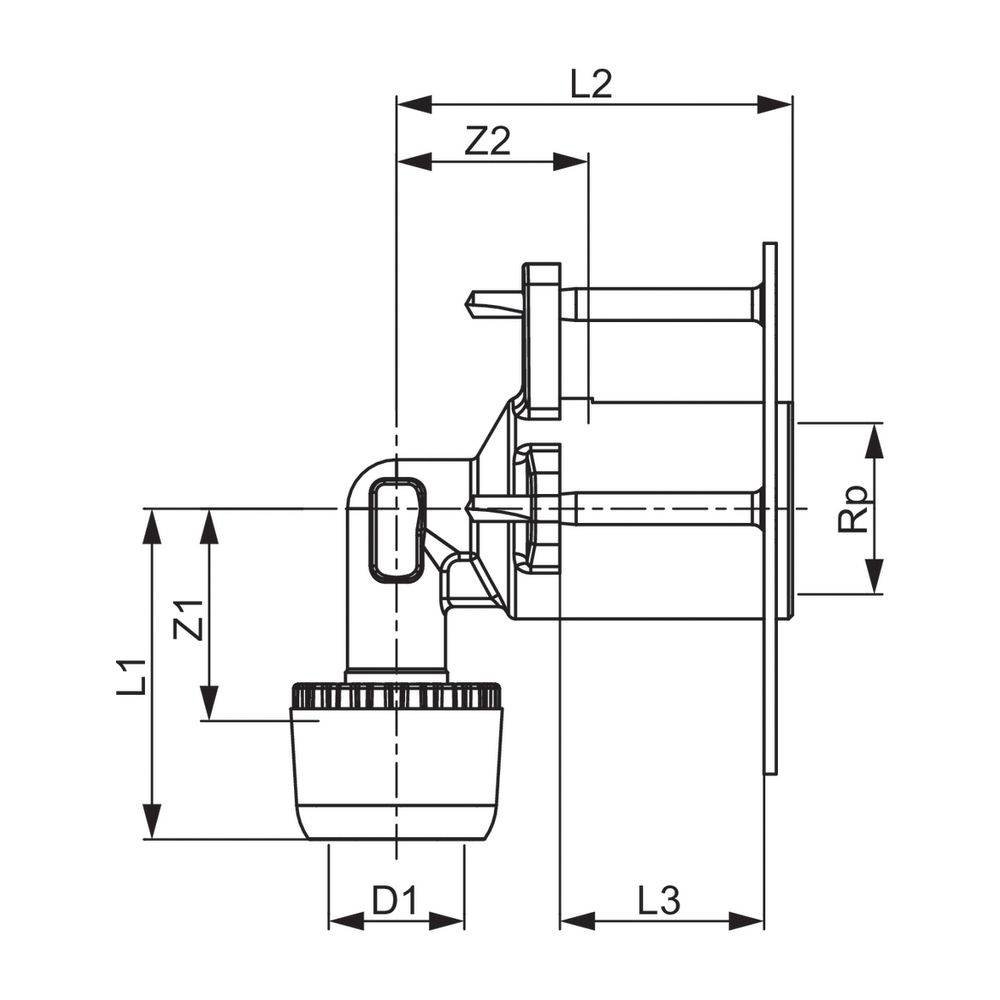 Tece logo-Ax Wanddurchführungswinkel Dimension 16mm x Rp 1/2", Siliziumbronze