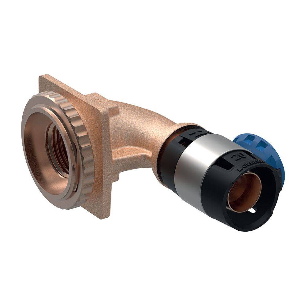 Geberit FlowFit Anschlusswinkel 90 Grad für Unterputzspülkasten, D 20mm, Rp 1/2", Rotguss bleifrei