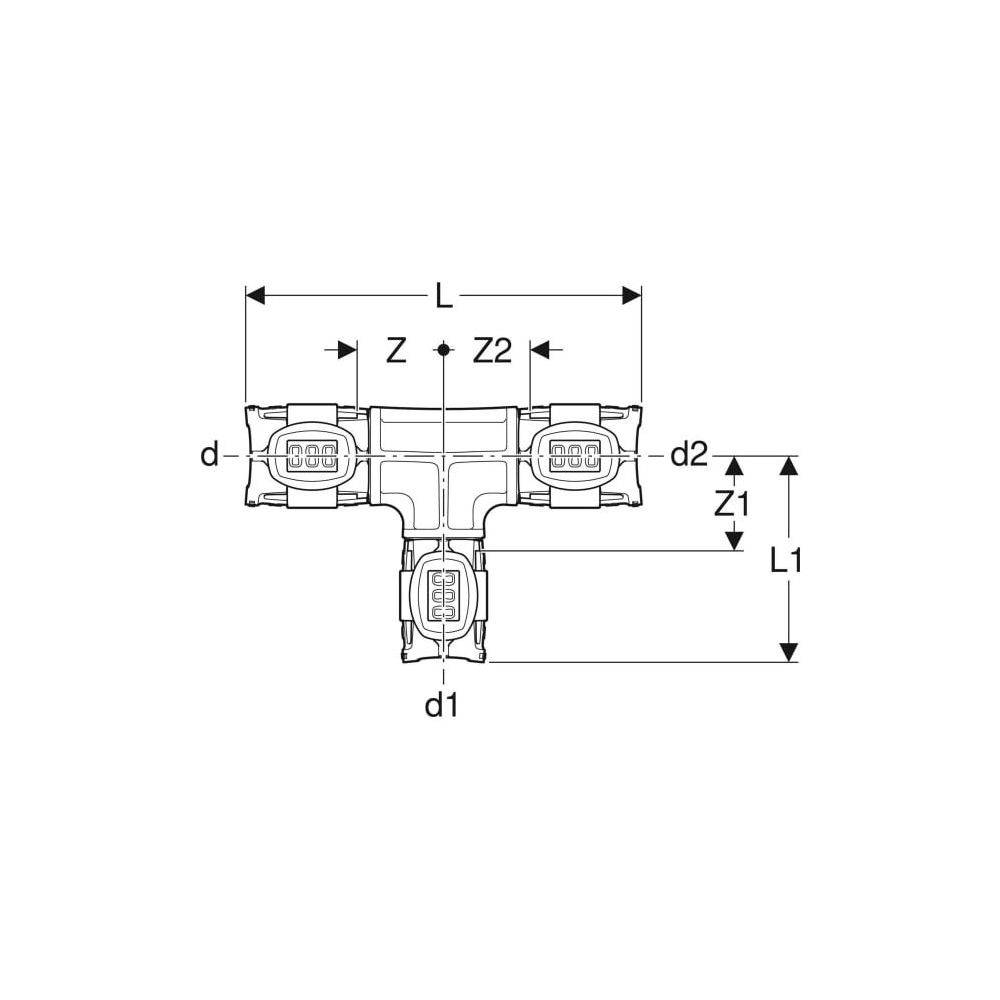 Geberit GE FlowFit T-Stück reduziert, PPSU, d63 x 32 x 63mm, 1 Stk.