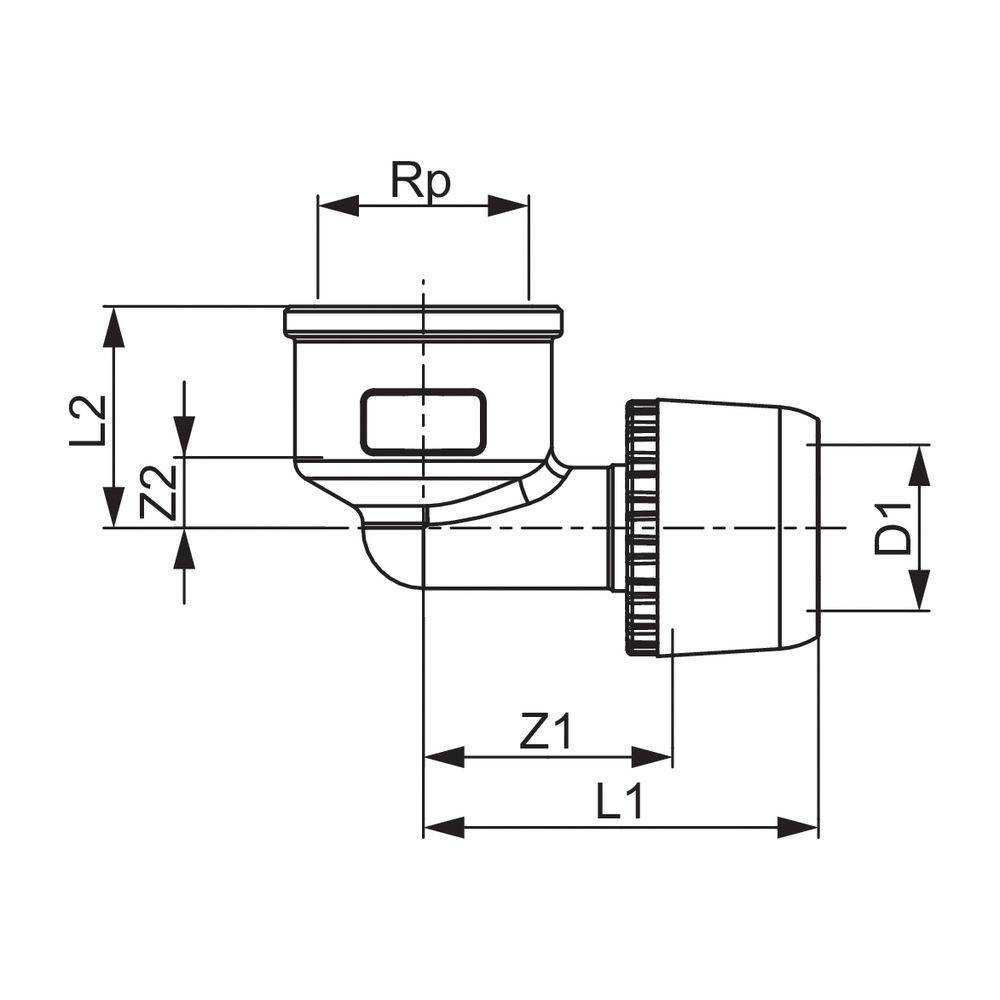 Tece logo-Ax Winkelübergangsmuffe Dimension 20mm x Rp 1/2", Siliziumbronze