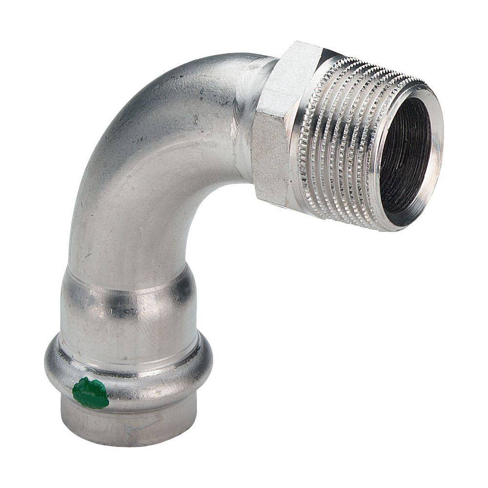 Viega Sanpress Inox-Übergangsbogen 90° mit SC-Contur Stahl nichtrostend, Modell 2314 d: 15 R: ½, 1 Stk.