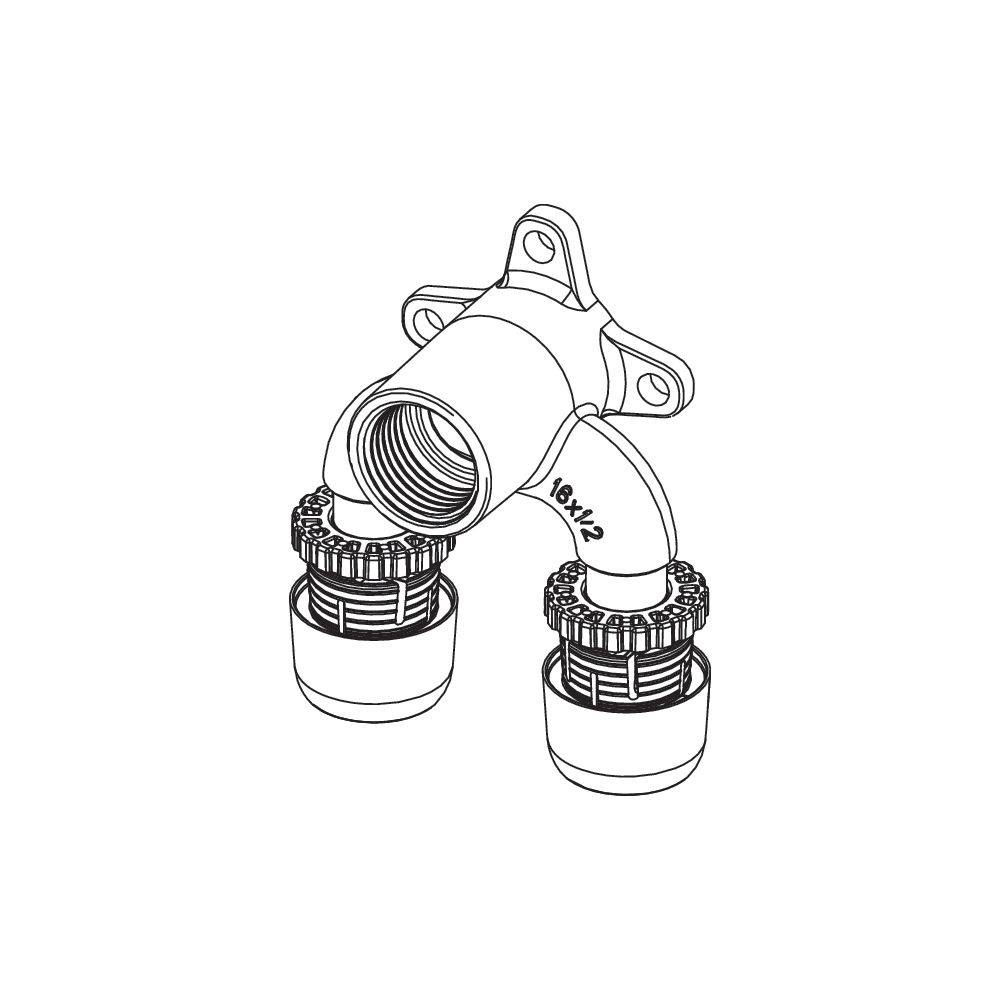 Tece logo-Ax U-Doppelwandscheibe Dimension 16mm x Rp 1/2", Siliziumbronze