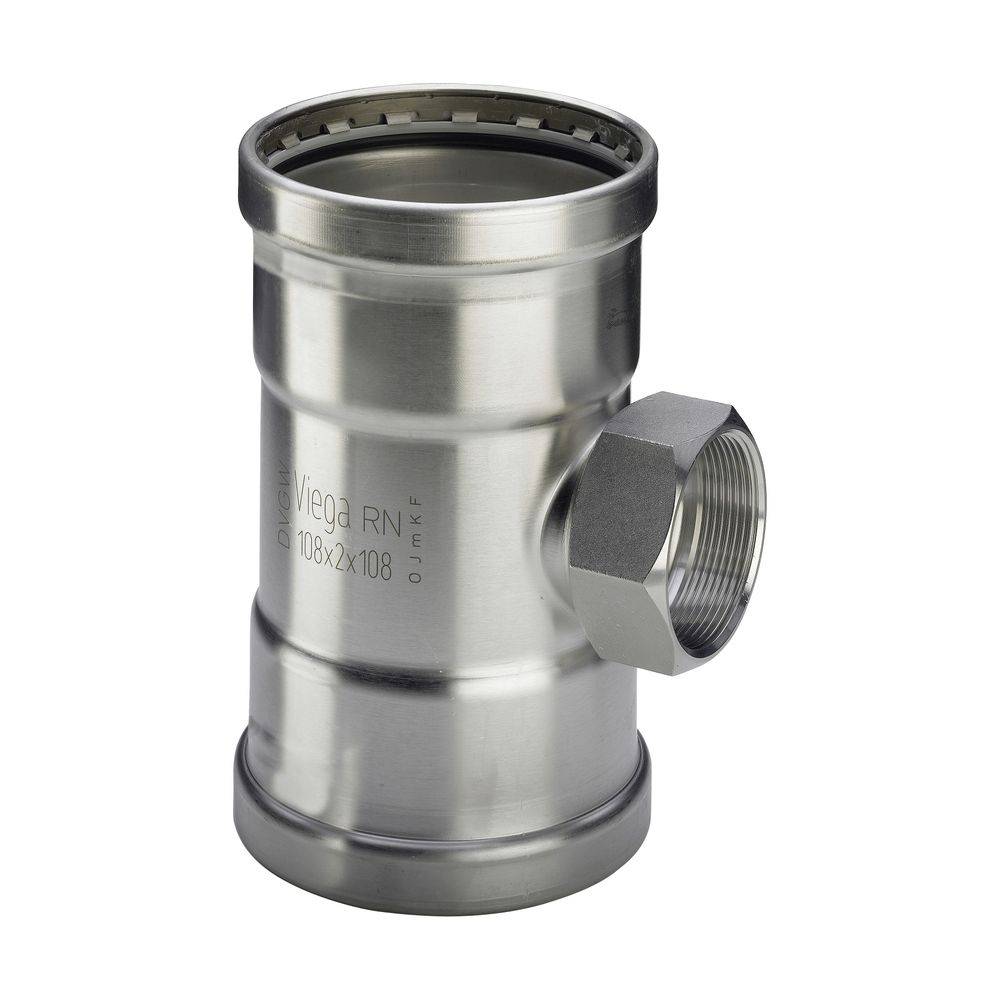 Viega Sanpress Inox XL-T-Stück mit SC-Contur Stahl nichtrostend, Modell 2317.2XL VdS-Zulassung d1: 88,9 Rp: ¾ d2: 88,9,