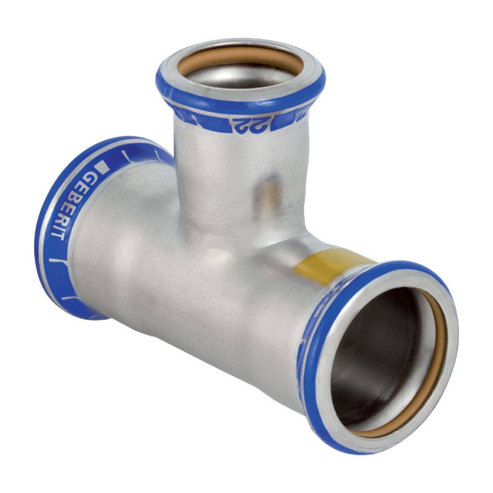 Geberit Gas-T-Stück Mapress, reduziert, Ø54x42x54mm, Pressfitting, Edelstahl, 1 Stk.