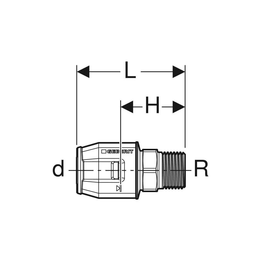 Geberit GE PushFit, Übergang, AG, Messing, d25mm, R3/4, 10 Stk.