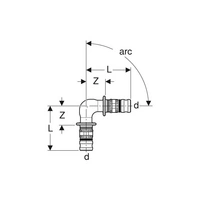 Geberit Mepla Winkel 90°, Außendurchmesser 20mm Geberit Mepla Winkel 90°, Außendurchmesser 20mm