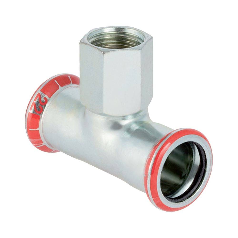 GEBERIT Mapress C-Stahl T-Stück mit IG d42-Rp1/2-42 verzinkt