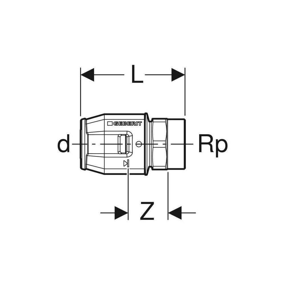 Geberit PushFit Übergang mit Innengewinde CW617N, d 20mm, Rp 1/2″