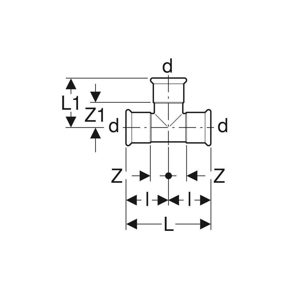 GEBERIT Mapress Edelstahl T-Stück egal d35-35-35