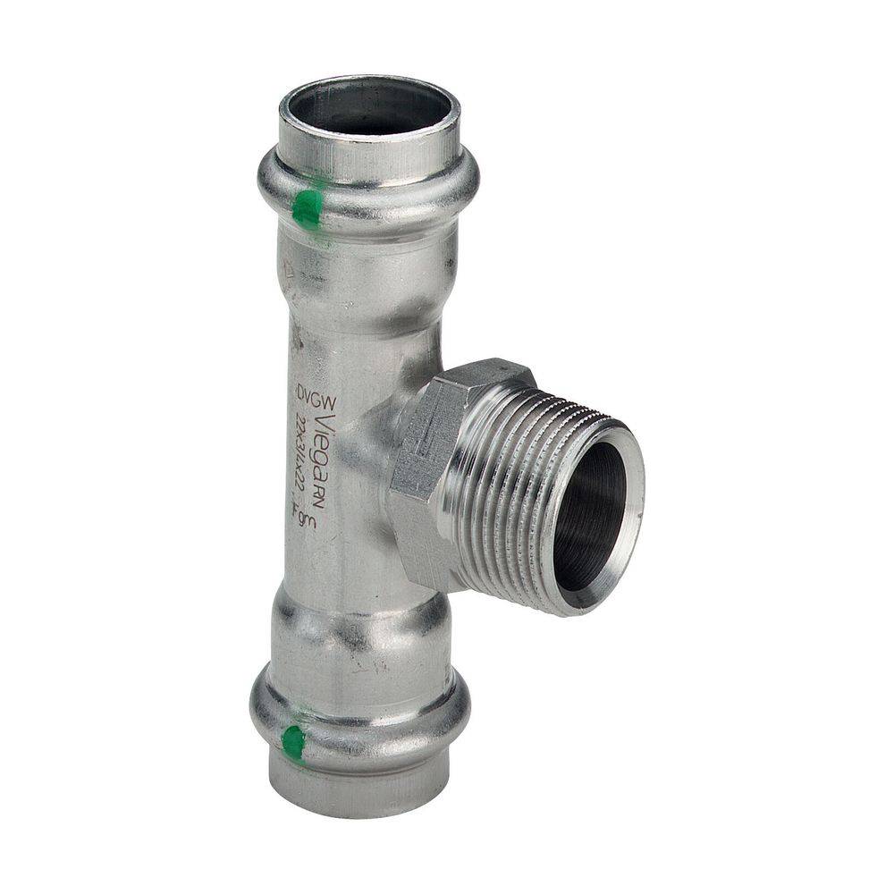 Viega Sanpress Inox-T-Stück mit SC-Contur Stahl nichtrostend, Modell 2317.1 VdS-Zulassung d1: 42 R: ¾ d2: 42, 1 Stk.