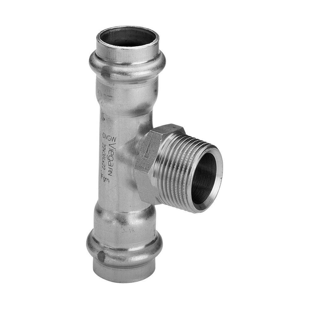 Viega Sanpress Inox-T-Stück mit SC-Contur Stahl nichtrostend, Modell 2317.1 VdS-Zulassung d1: 42 R: ¾ d2: 42, 1 Stk.
